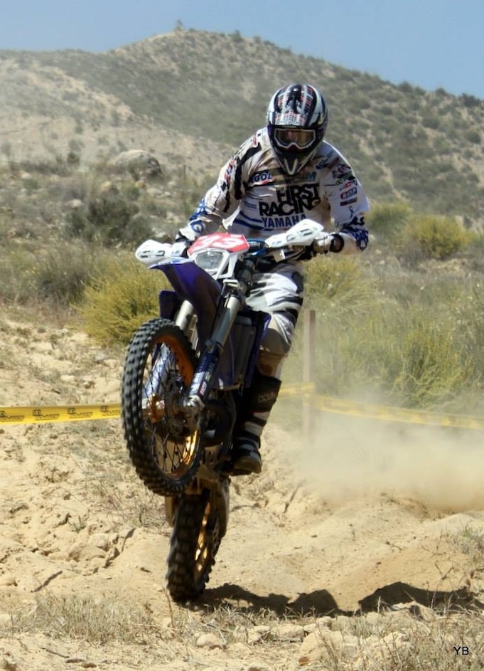 Motorbike rider at an enduro race