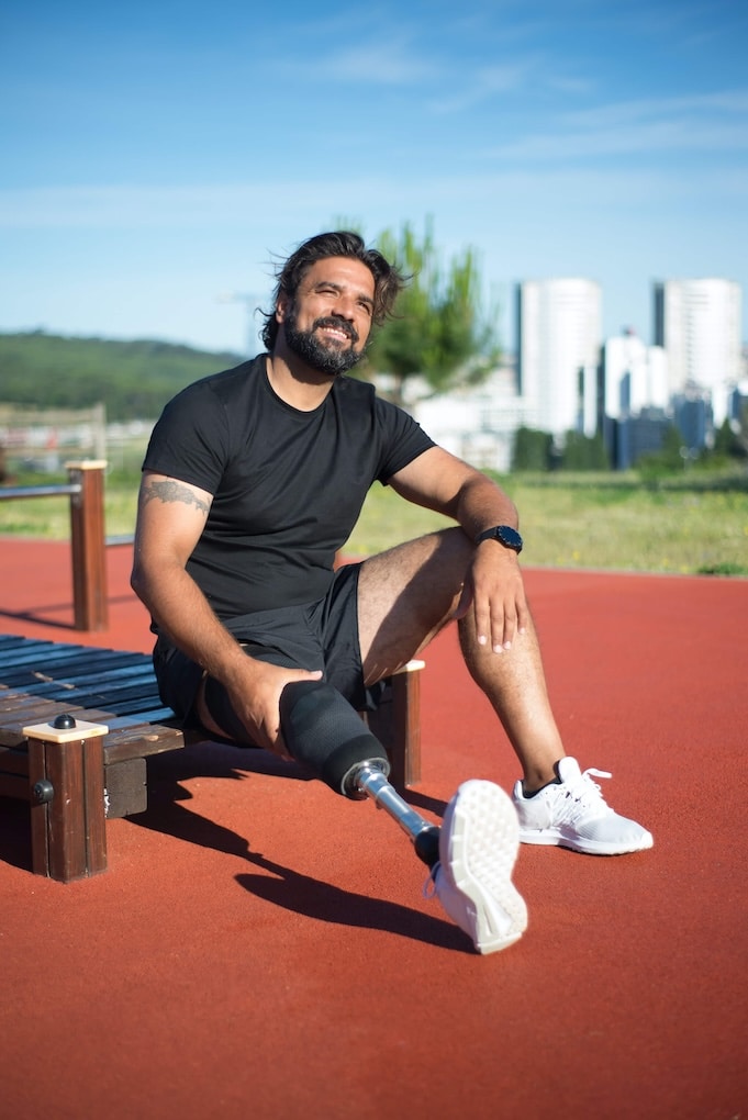 Disabled person on an athletics field