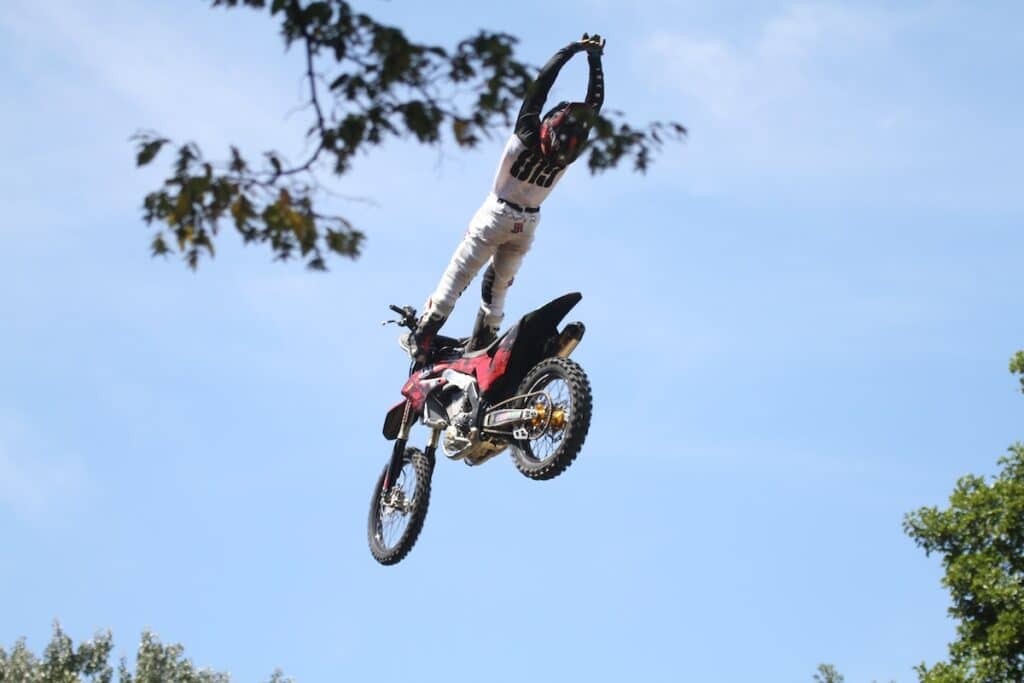 Freestyle motocross rider in the air