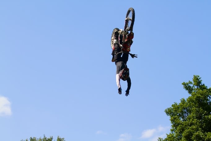 Freestyle motocross rider in the air