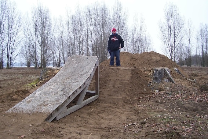 Freestyle motocross rider creating his own track