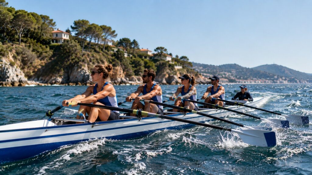 aviron de mer le long de la côte