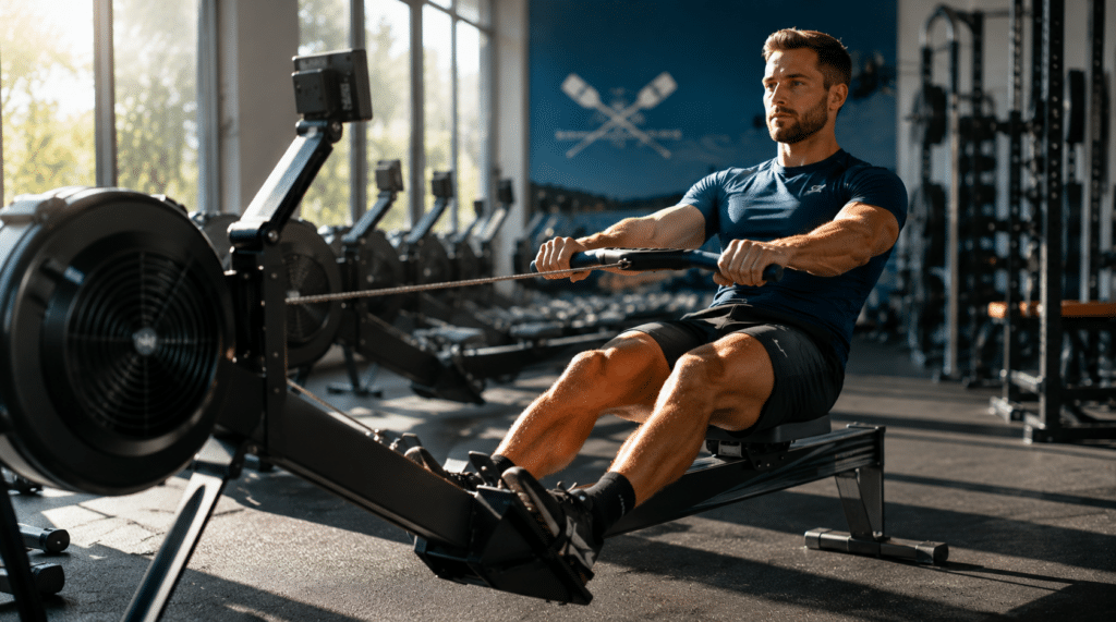technique du rameur ergomètre en salle