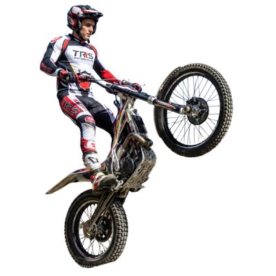 trial rider balancing over rocks