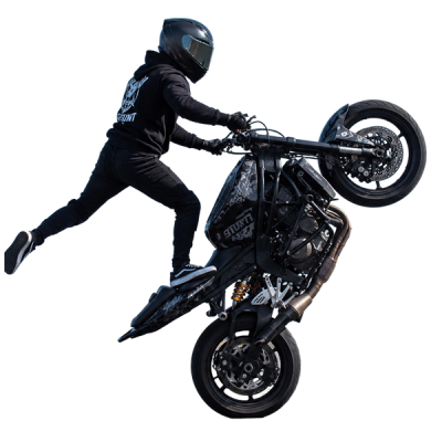 Stunter en wheeling sur le tarmac