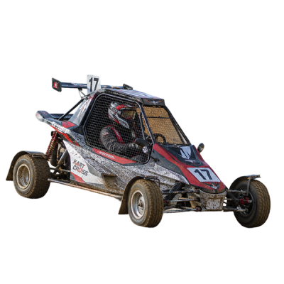Kart cross with roll cage on a dirt circuit