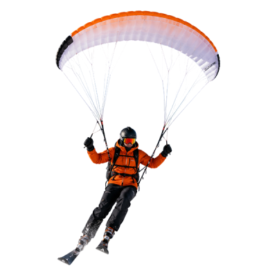 speed rider volando al ras de una ladera nevada
