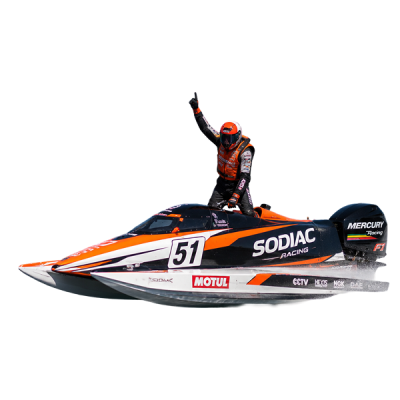 powerboat racing at speed on open water