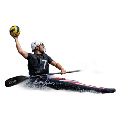 giocatori di kayak polo che si contendono la palla