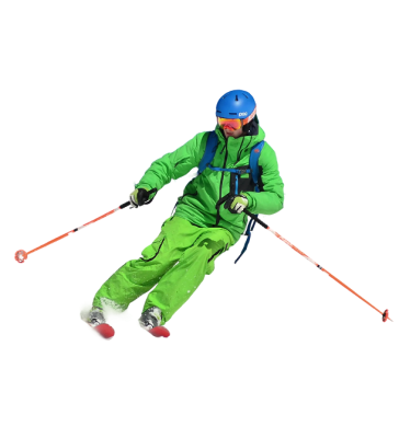 skieur hors-piste traçant dans la poudreuse profonde