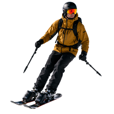 electric ski rider crossing a snowy plain