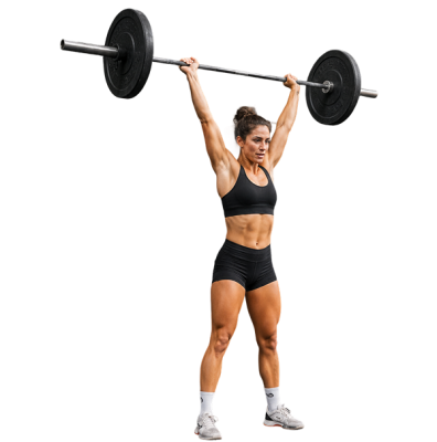 athlète de CrossFit soulevant une barre pendant un WOD