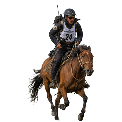 cavalier traversant la steppe pendant le Mongol Derby