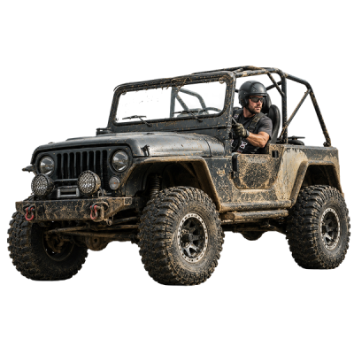 off-road 4x4 driving on a dirt track