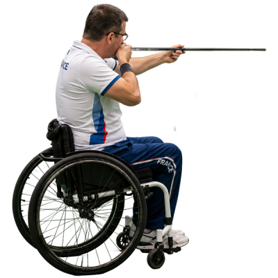 para blowgun shooter aiming at the target