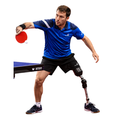 para table tennis player returning the ball