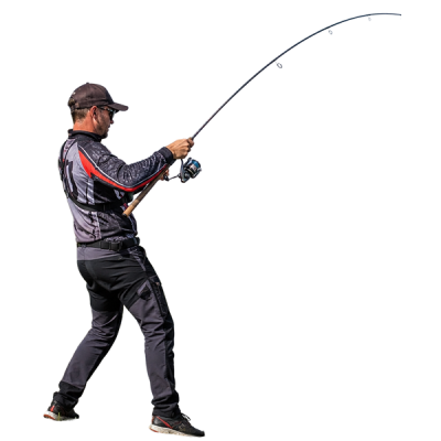 pescador deportivo en concurso junto al agua