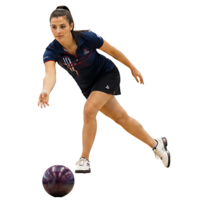 jugador de bowling para sordos lanzando la bola en la pista