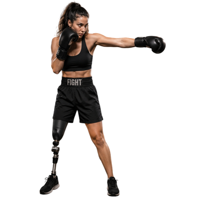 para boxer training on the punching bag